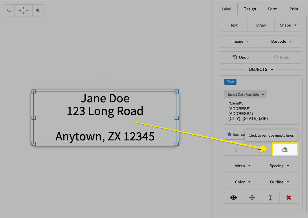 How do I hide blank lines in a text box?