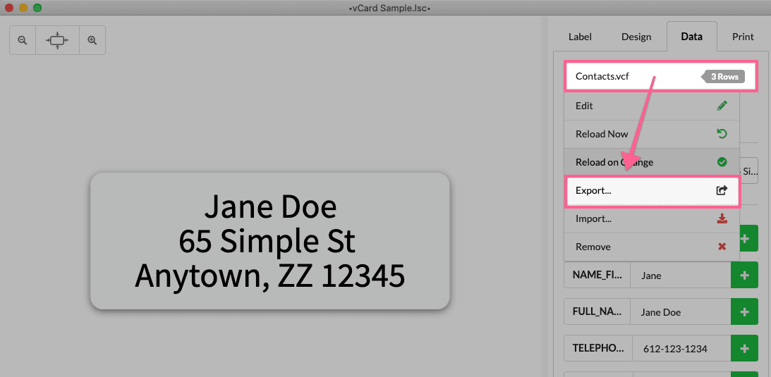 Print Address Labels Using VCF Files