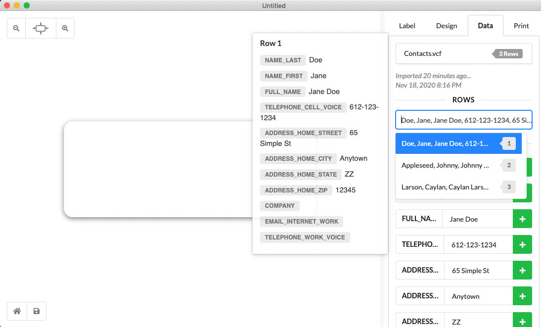 Print Address Labels Using VCF Files