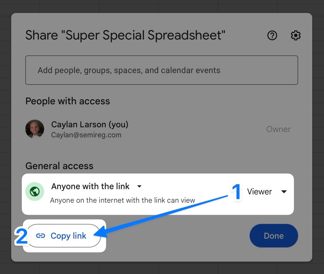 google sheet share copy link