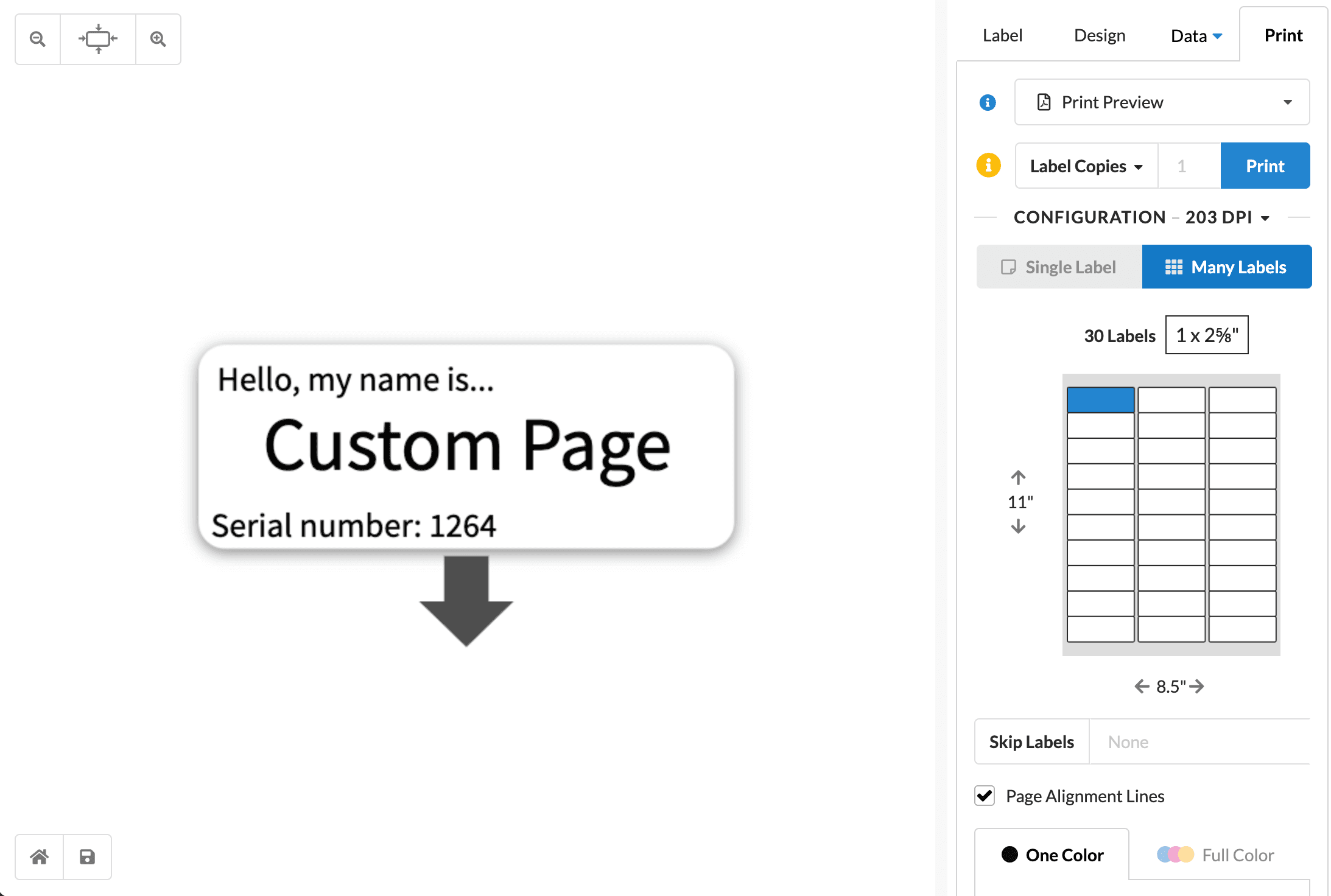 page sheet print tab