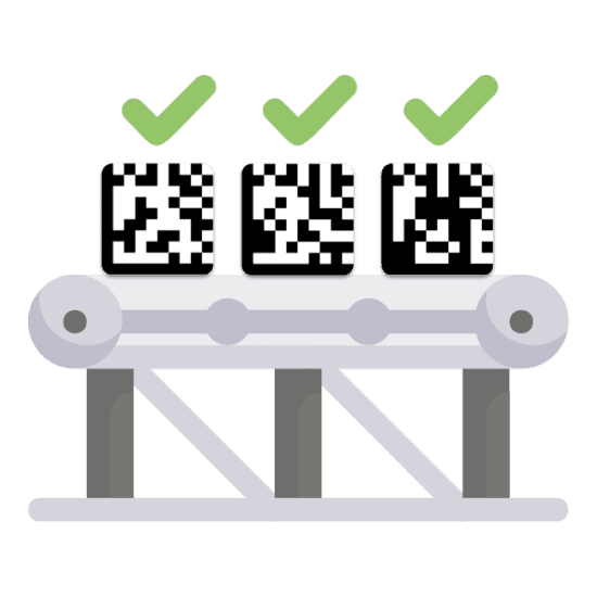 barcodes on a conveyor belt graphic