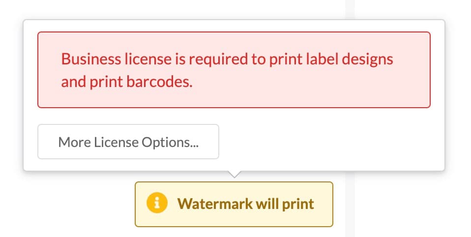 license required to print labels